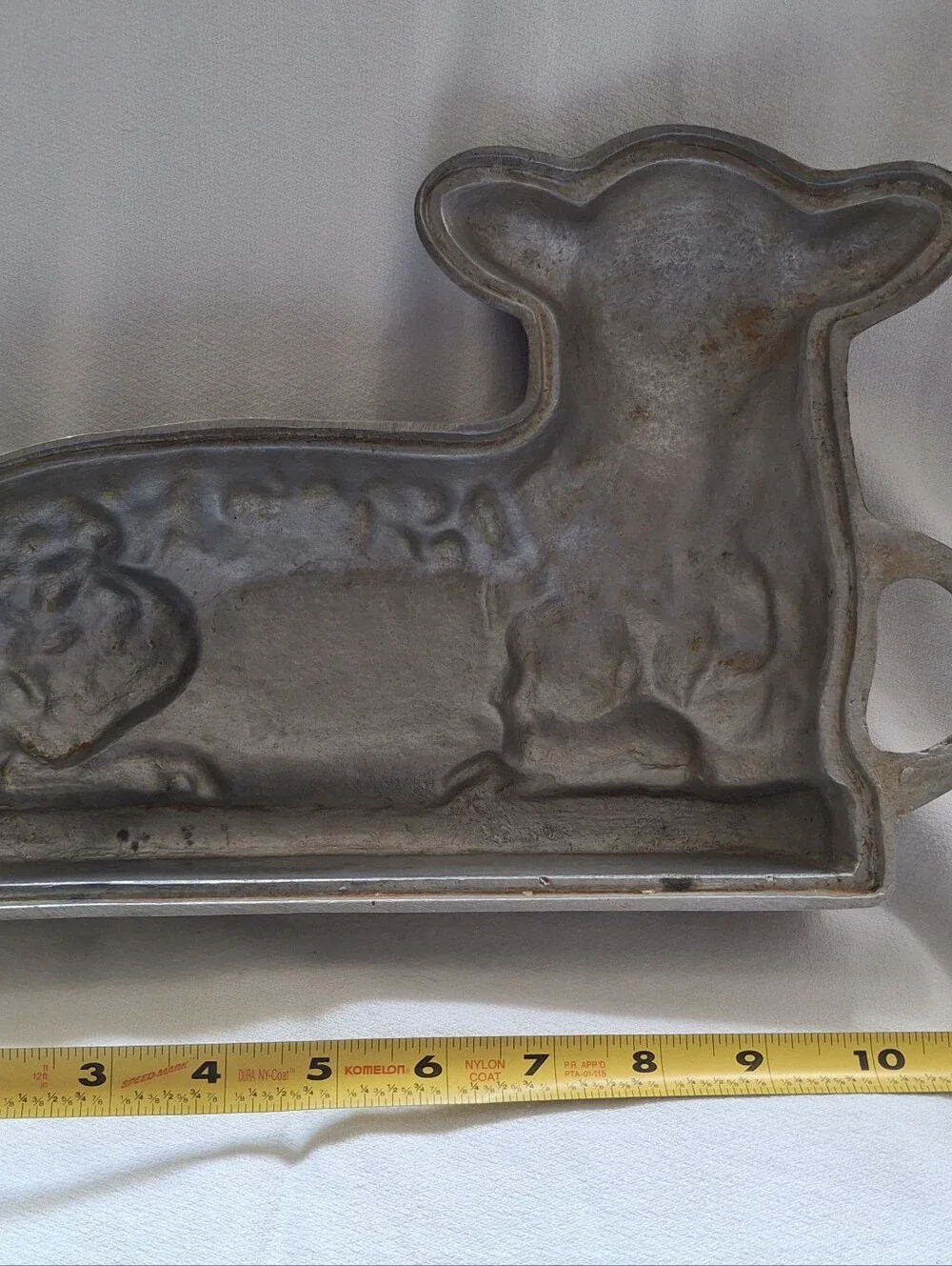 Vintage 1950s Cast Aluminum 3D Lamb Cake Mold With Recipe